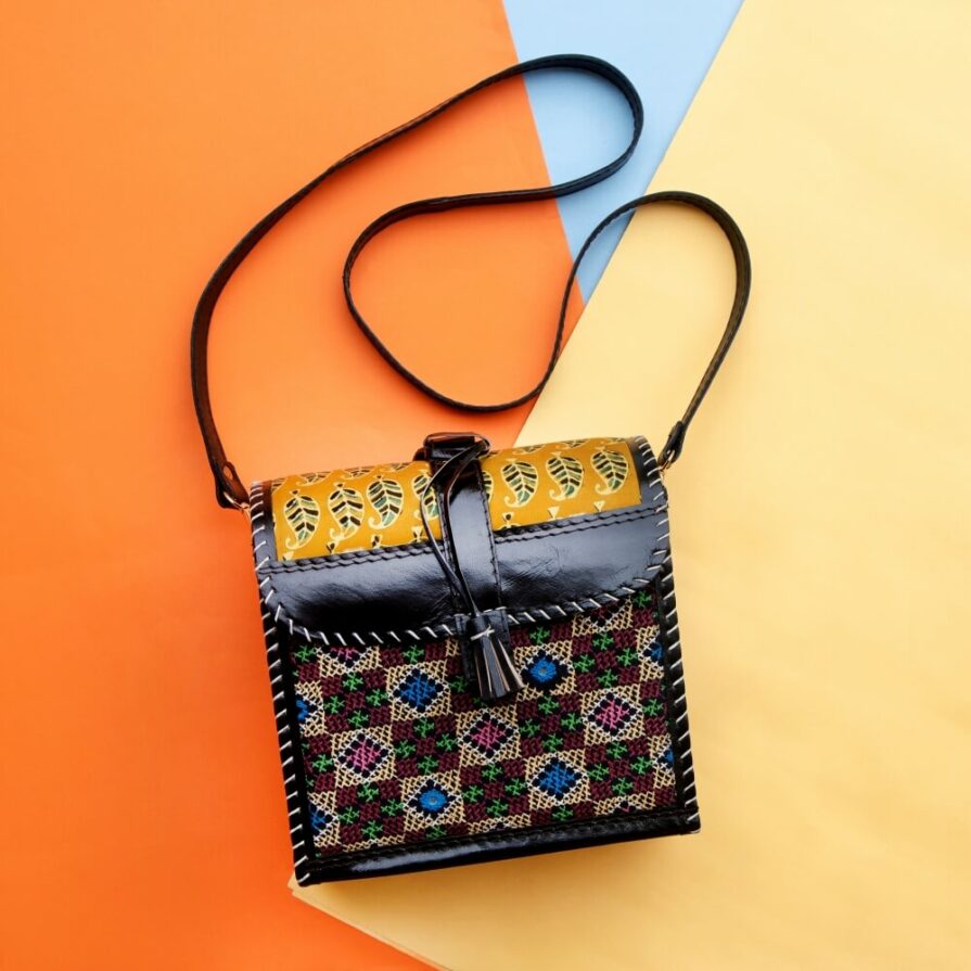 Kutch Leather Sling Bag (Dome Shaped) | Handbags | Meryaki Crafts